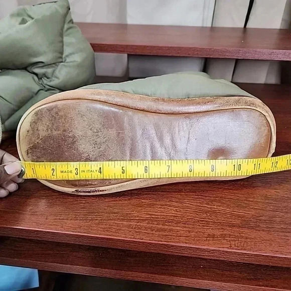 EDDIE BAUER vintage Goose Down Olive Camp Bootie Slippers Leather Soles. - Picture 11 of 12